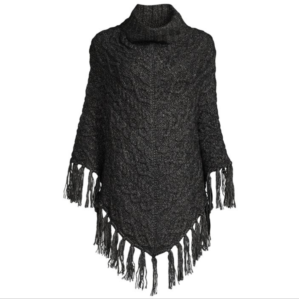 Time and Tru Adult Women's Cowl Neck Poncho OS